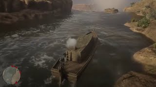 RDR2 Online Going over Manteca falls and surviving in a boat [upl. by Adnyl296]