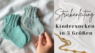 Strickanleitung simple Kindersocken in 3 Größen [upl. by Levine]