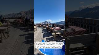 Capanna Ra Valles 2470m is set in a rocky location with spectacular Dolomites mountain views [upl. by Hallette268]