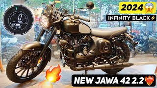 2024 All New Jawa 42 22 E20 Most Detailed WalkAround Review❤️‍🔥 Infinity Black Dt Colour🔥 [upl. by Ecnerrot]