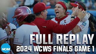 Oklahoma vs Texas 2024 Womens College World Series finals Game 1  FULL REPLAY [upl. by Eyak]