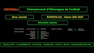 BUNDESLIGA  3ème journée 20242025  Résultats  Classements  Buteurs  Passeurs  Stats  Infos [upl. by Minor]