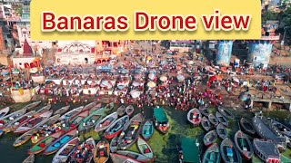 Varanasi Ghat aerial drone view 4k morning on the Ganges Benares  banaras varanasi [upl. by Atnek]