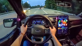 2022 Ford F150 Lightning Lariat  POV Night Drive Binaural Audio [upl. by Daniell694]