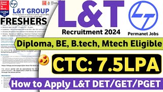 LampT JETGET New Vacancy OUT🔥  Freshers  LampT Hiring 2024  L and T Jobs 2024  Job Vacancy 2024 😍 [upl. by Adnylem]