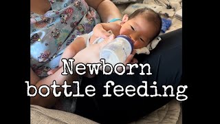 Newborn Paced bottle feeding in side lying [upl. by Nyliram]