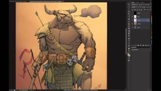 Photoshop comic coloring tutorial LIVESTREAM 1 Minotaur [upl. by Syman]