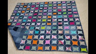 Faux Cathedral Window Quilt as you go Demin [upl. by Ursula]