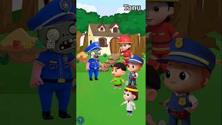 Zombie ने पहना police का dress 🤣mini wood toy hand crafts shorts cartoon [upl. by Nauwtna945]