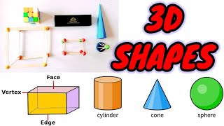 3D shapes  Learn about faces edges and vertices  Basic geometry for kids [upl. by Nagud]