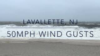 50mph Wind Gusts in Lavallette NJ During Ophelia [upl. by Aicelaf]