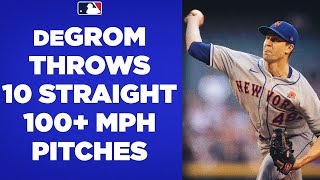 PUMPING HEAT Jacob deGrom throws TEN straight 100 mph pitches to open game then a wipeout slider [upl. by Akkahs]