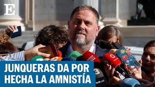 Junqueras sobre la amnistía quotForma parte ya del acuerdo al que llegamos con el PSOEquot  EL PAÍS [upl. by Brady602]