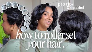 90s Style Roller Set On Natural Hair  Detailed Step By Step Tutorial Using Tension Rollers [upl. by Akiret288]