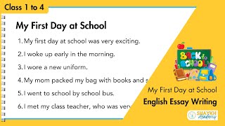 10 lines on My First Day at School  Write an essay on First Day at School  English Essay Writing [upl. by Eul]