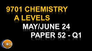 970152MJ24 chemistry A levels summer paper522024 question1 9701s24qp52 [upl. by Nylia369]