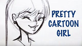 How to Draw a Pretty Cartoon Girl Step by Step [upl. by Alel]