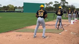 WWSBTV SPORTS ANCHOR JAMES HILL ABC7 MLB PITTSBURGH PIRATES SPRING TRAINING PITCHERS THROW 21524 [upl. by Okemak]