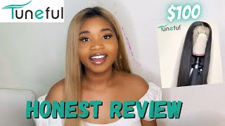 TUNEFUL HAIR REVIEW  AFFORDABLE LACE FRONT WIG  ALIEXPRESS HAIR REVIEW  UNBOXING [upl. by Aneekal]