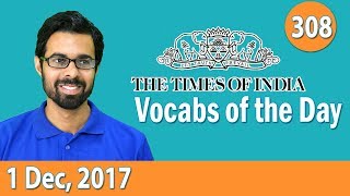 ✅ The Times of India Vocabulary 1st Dec 2017  Learn 10 New Words with Tricks  Day308 [upl. by Flori]