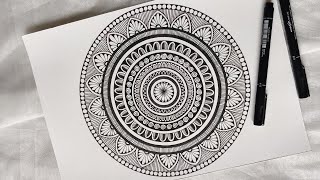 How To Draw Easy Mandala For Beginners  HOW TO Make the SIMPLE MANDALA  MANDALA ART for beginner [upl. by Eimor]