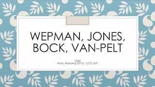 Wepman [upl. by Rothschild]