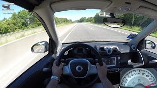 Smart fortwo 10 mhd Cabrio 2013 on German Autobahn  POV Top Speed Drive [upl. by Eneri]