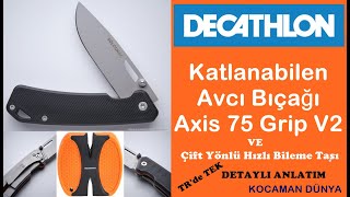 SOLOGNAC Katlanabilen Avcı Bıçağı  Siyah  Axis 75 Grip V2 decathlon kamp outdoors buschraft [upl. by Richela]