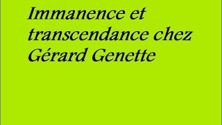 Immanence et transcendance chez Gérard Genette [upl. by Yevol]