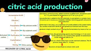 Citric Acid Production  MethodsNotes 😎😎 [upl. by Cuttler920]