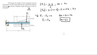 Determine b of the triangular load and its position a on the beam [upl. by Eenert]