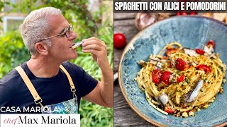 SPAGHETTI CON ALICI Marinate POMODORINI e PANGRATTATO  Ricetta di Chef Max Mariola [upl. by Otrebron]