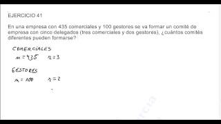 VARIACIONES PERMUTACIONES Y COMBINACIONES 29 COMBINATORIA EJERCICIO 41 [upl. by Rubel]