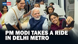 PM Modi’s Birthday PM Modi takes a metro ride on his birthday copassengers click selfies [upl. by Vi667]