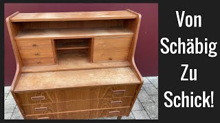 DIY Midcentury Teak Furnier Schreibtisch Restaurierung Furnier richtig aufarbeiten [upl. by Bedelia212]