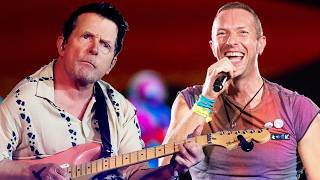 Michael J Fox Rocks Glastonbury with Coldplay in Epic Reunion  Rumour Juice [upl. by Luwana344]