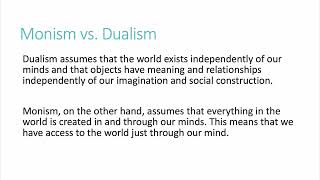 Monism vs Dualismus in social sciences [upl. by Tanaka]