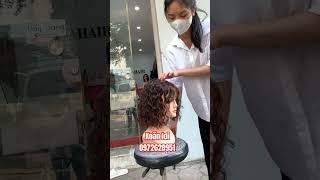 Kiểu tóc ngang vai xoăn sang trọng giúp b có 1 mái tóc ko hói bạc tocgiasieudadau hairstyle [upl. by Ymeon]