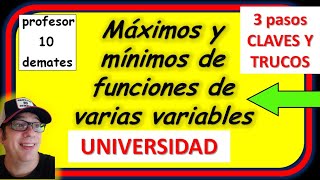 👉 MÁXIMOS mínimos y puntos de silla de funciones de varias variables  ejercicios resueltos [upl. by Atiseret]