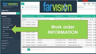 WORKORDER Information in ERPFarvision Software  Help full for Billing Engineer civilengineering [upl. by Catto]