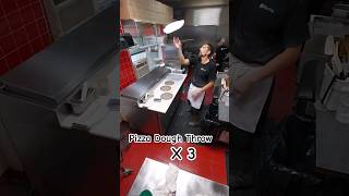 Pizza Dough Throw X 3 Tossing 3 Small Pizzas and placing dough on Pizza screen [upl. by Lennahs]