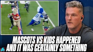 Mascots vs Kids Happened At Halftime amp It Was Certainly Something  Pat McAfee Reacts [upl. by Helsell]