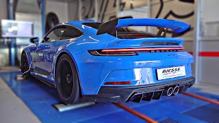 Porsche 992 GT3 MANUAL feat Akrapovic Race SCREAMING  Dyno  Launch Control Accelerations [upl. by Ekal]