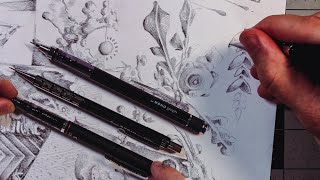 3 Mechanical Pencils for 1 Drawing Abstract Doodling [upl. by Egor719]