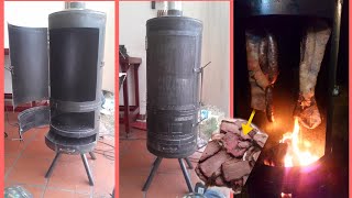 DIY homemade Barrel BBQ Smoked Chulengo vertical Ahumador casero [upl. by Ailicec]