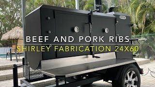 Beef amp Pork Ribs on the Shirley Fabrication 24x60 [upl. by Aeel125]