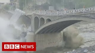 Bridge swept away as melting glacier causes flooding in Pakistan  BBC News [upl. by Goldberg824]