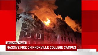 Knoxville Fire Department responds to large fire on Knoxville College campus [upl. by Idnim]