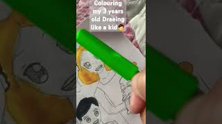 Colouring my 3 years old Drawing like a kid 👦Family Drawing ✍Drawing Short [upl. by Tabina652]