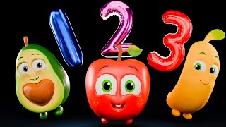 🍎🍊 FUNKY FRUITS with the Numbers  More Sensory Videos  Upbeat Music Animation and Dance Party 🎉 [upl. by Moersch]